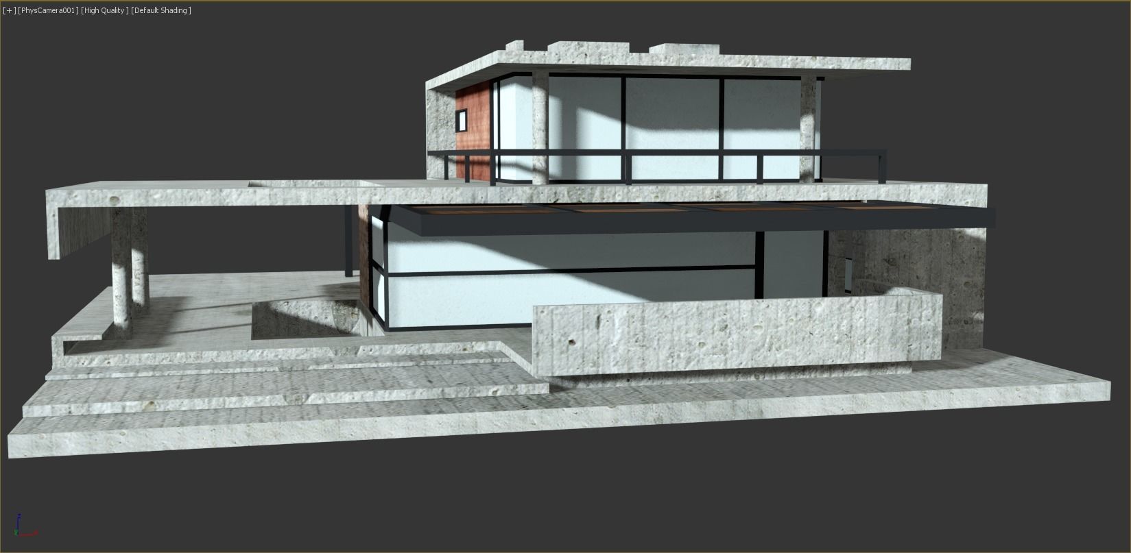 Moden Concrete House Low-poly 3D model_2