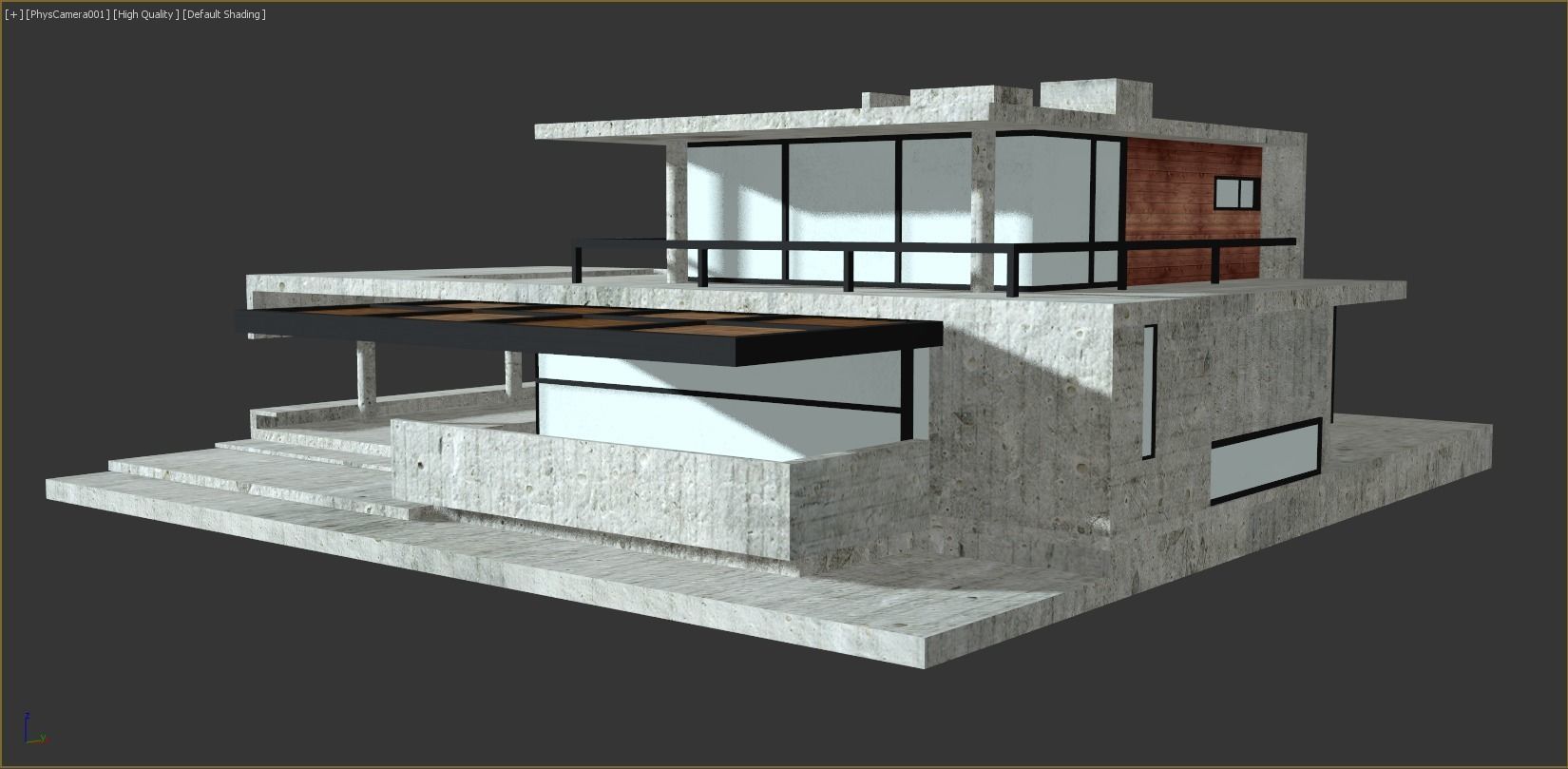 Moden Concrete House Low-poly 3D model_4