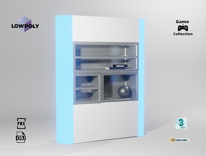 Cyberpunk cupboard Low-poly 3D model