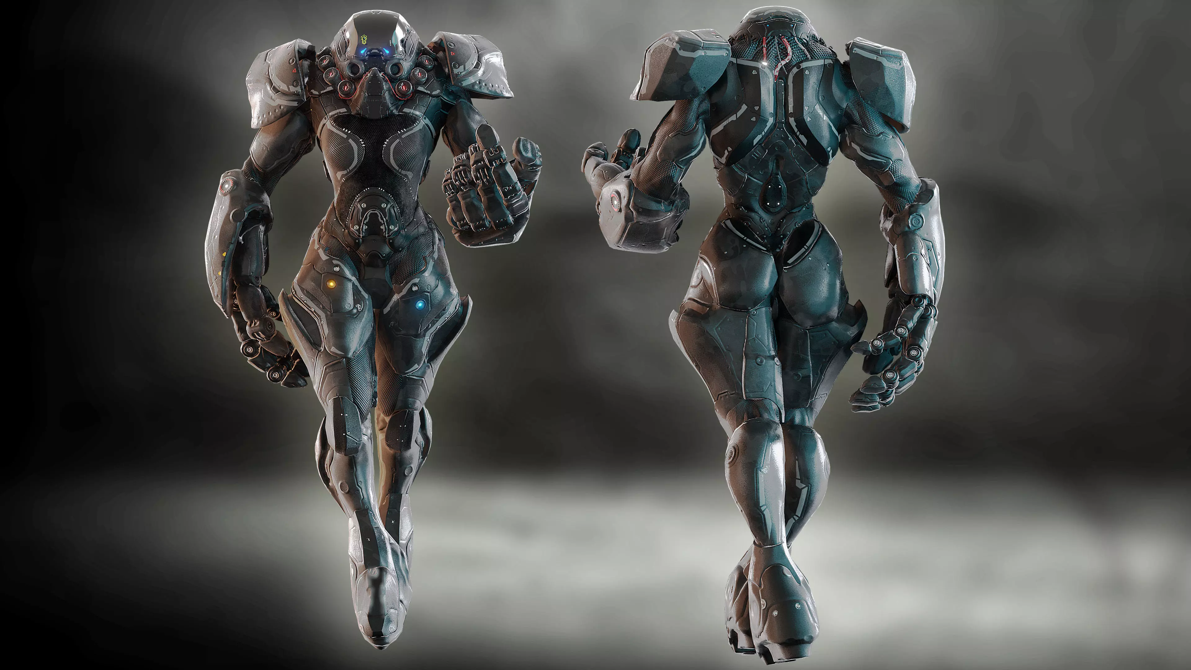 Female Cyborg - SCI-FI character Collection with different skins Low-poly 3D model