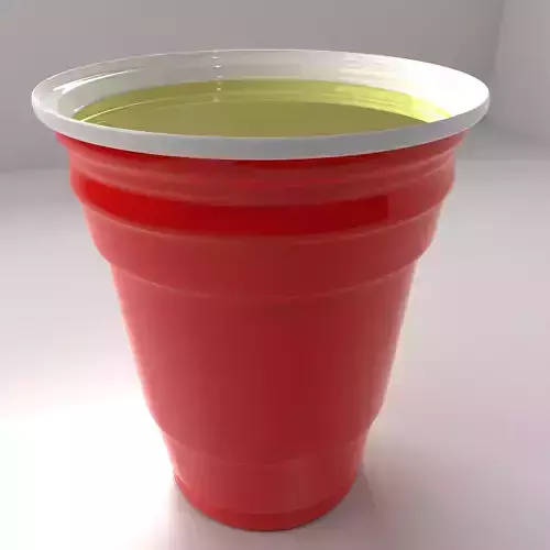Red Plastic Cup with Full Liquid