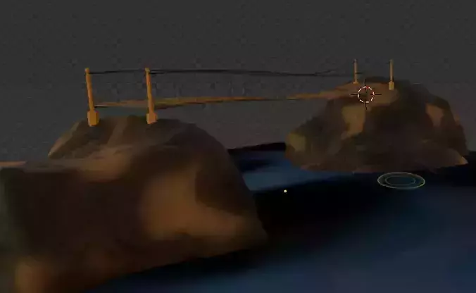 wood bridge between rocks