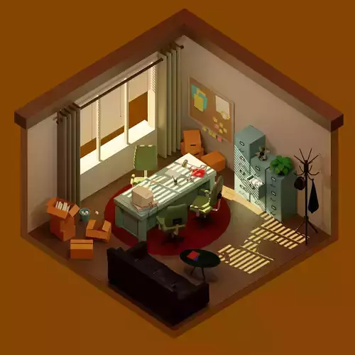 Retro Modern Lowpoly Office