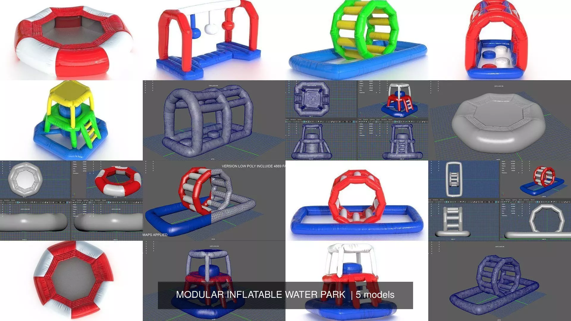 MODULAR INFLATABLE WATER PARK 3D Model Collection_1