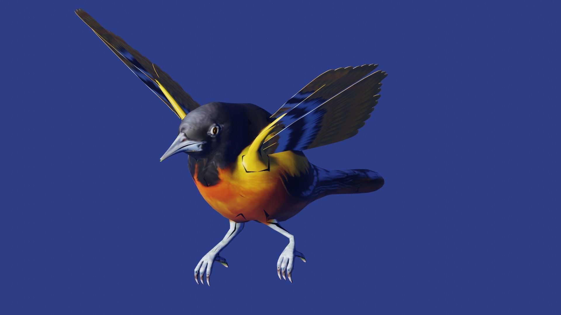 AMERICAN YELLOW BIRD Low-poly 3D model_7