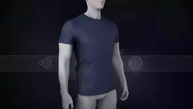 Slim Fit Blue T-Shirt Low-poly 3D model