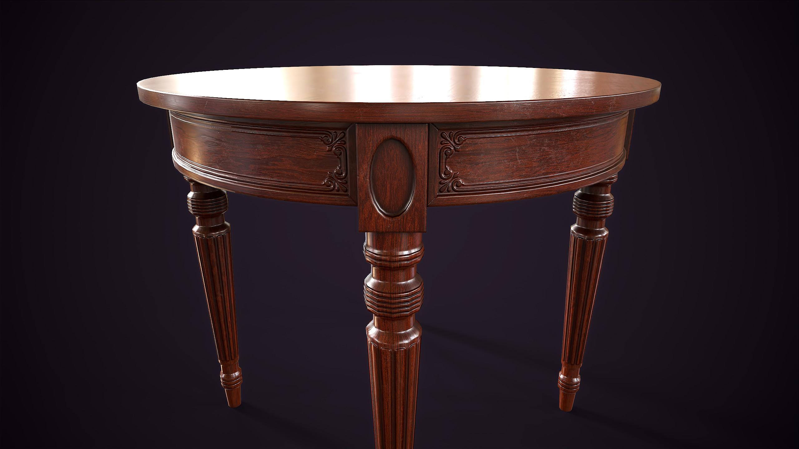 Classic vintage round table Low-poly 3D model_4