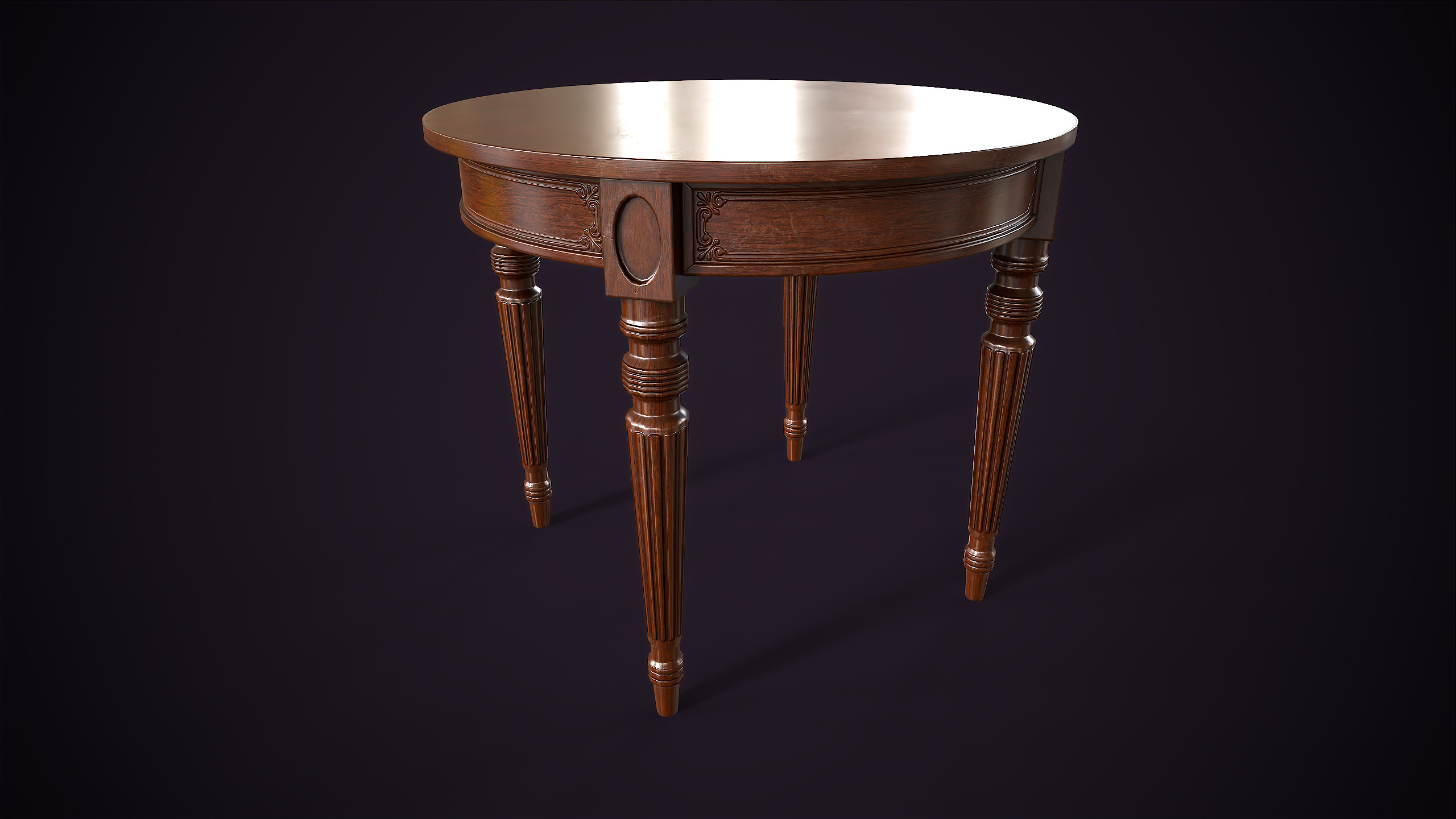Classic vintage round table Low-poly 3D model_1