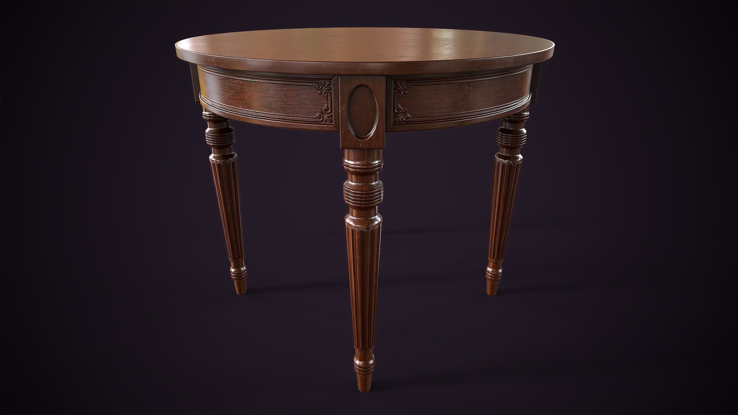 Classic vintage round table Low-poly 3D model_8
