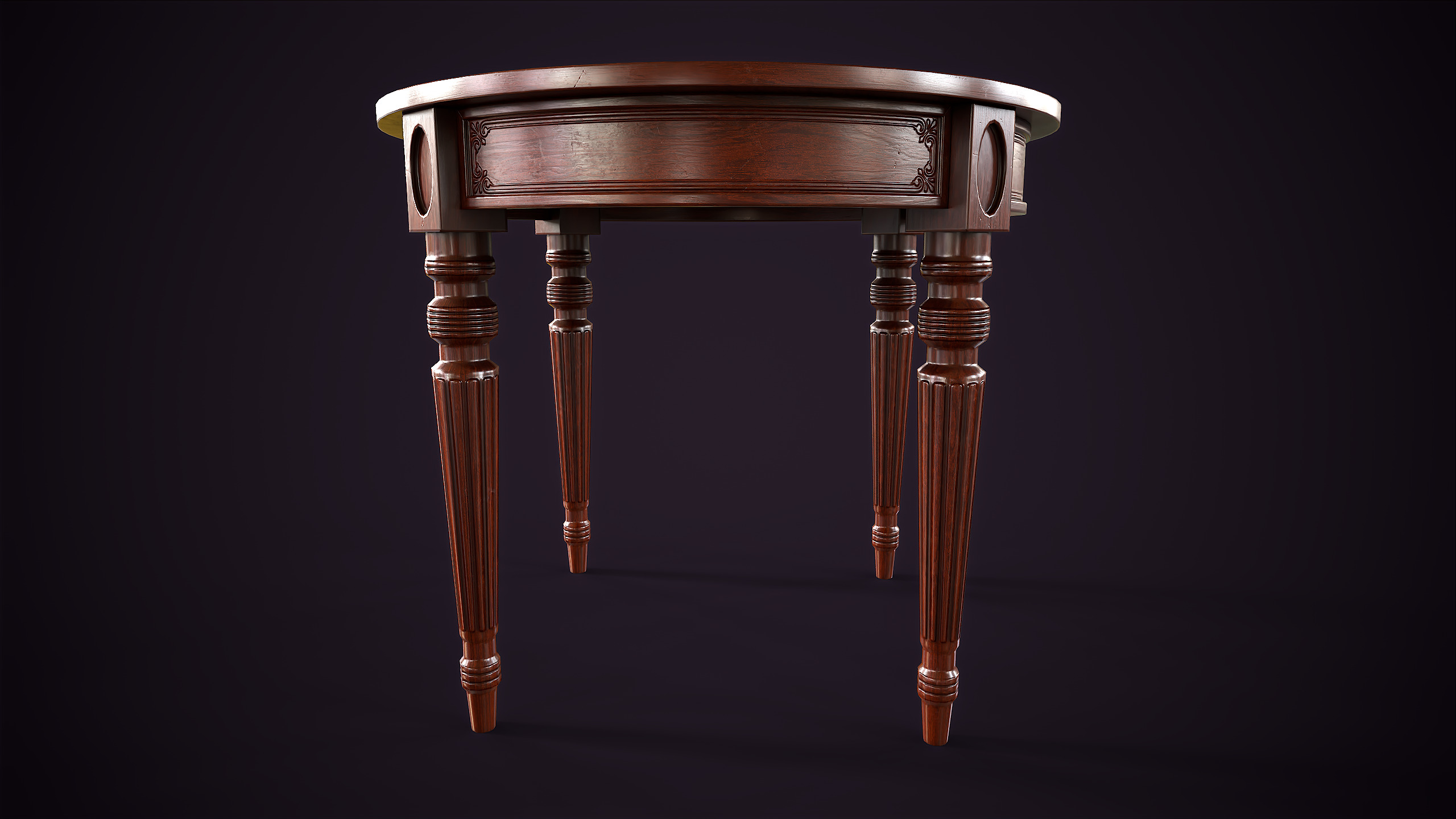 Classic vintage round table Low-poly 3D model_6