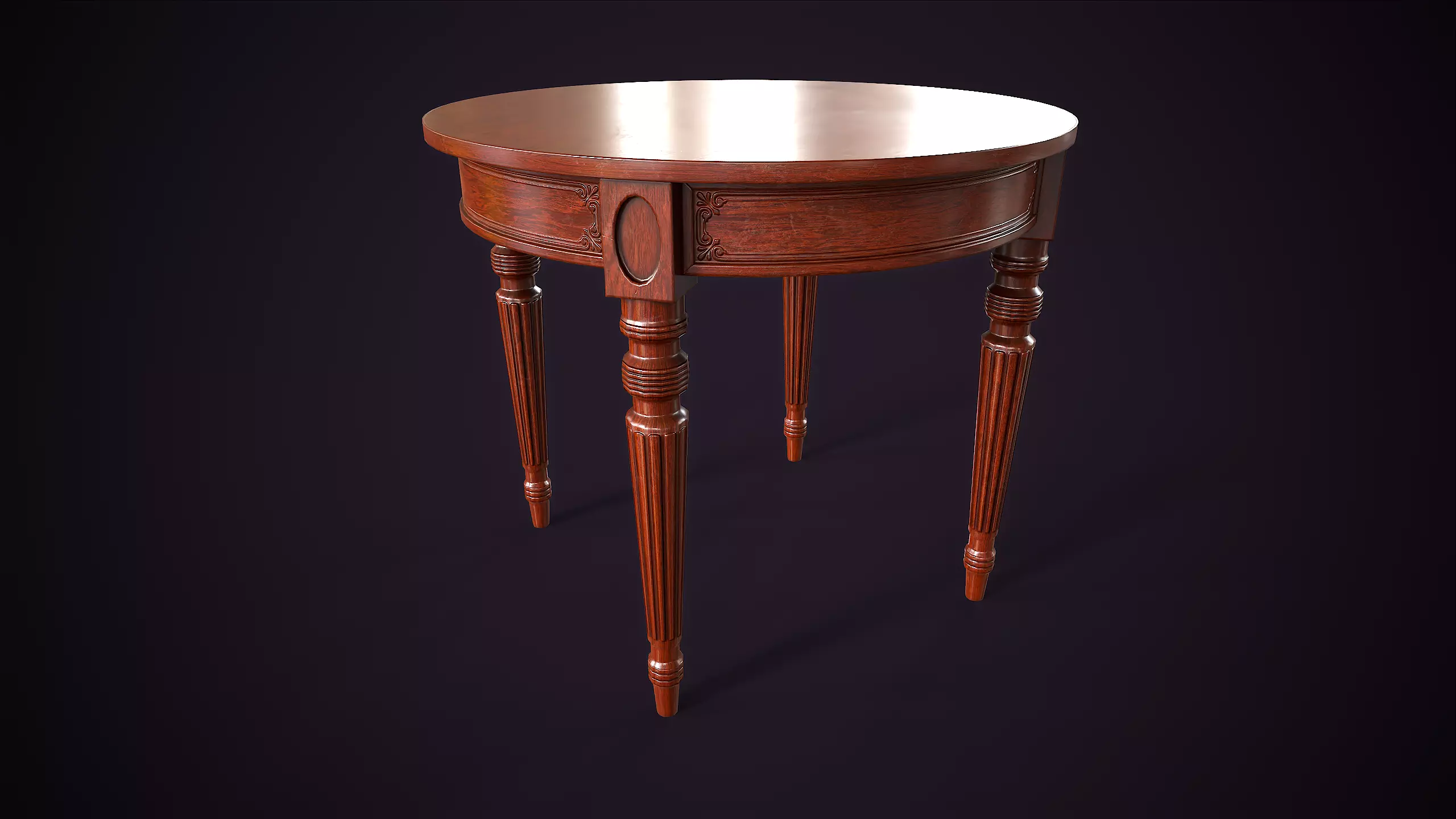 Classic vintage round table Low-poly 3D model_0