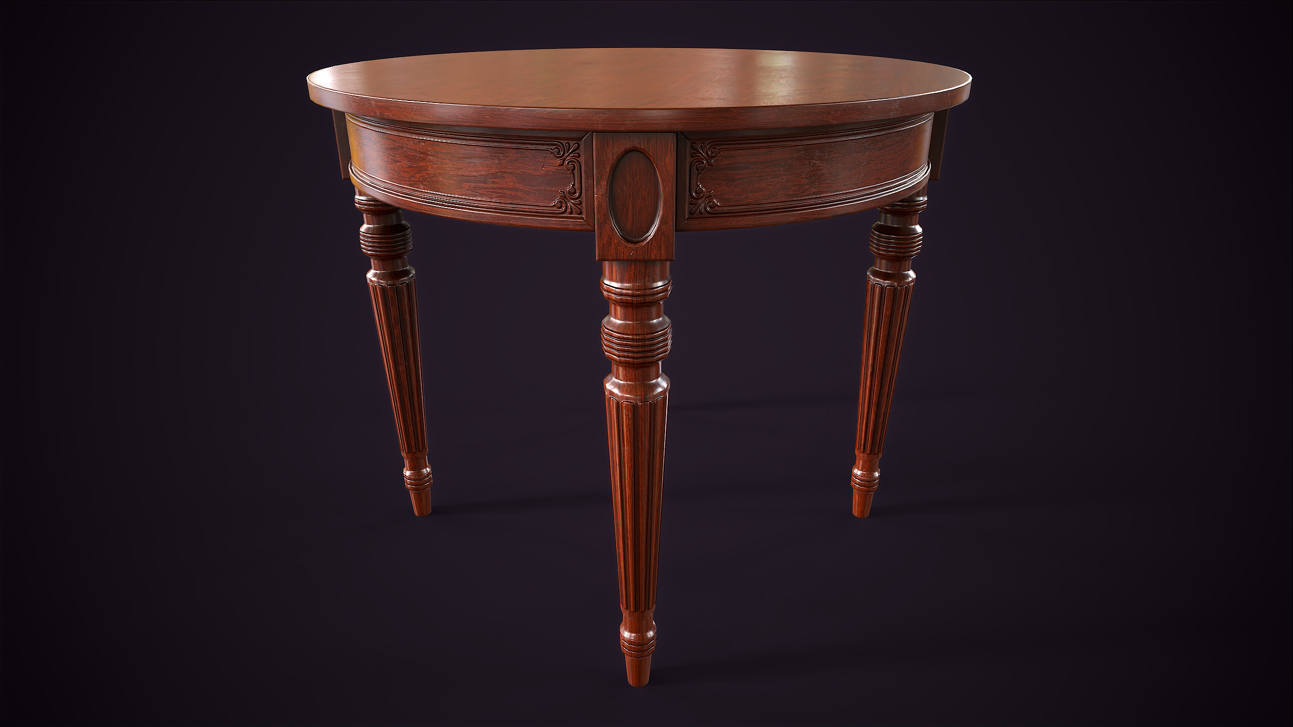 Classic vintage round table Low-poly 3D model_7