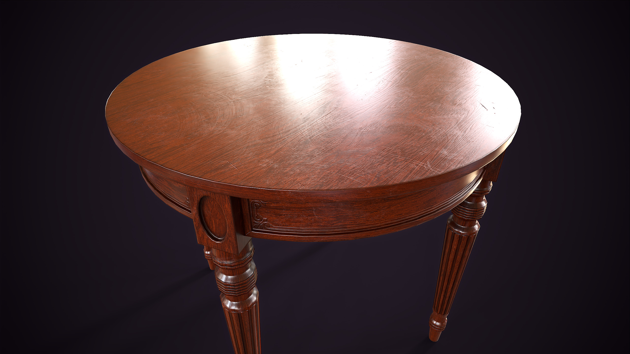 Classic vintage round table Low-poly 3D model_2