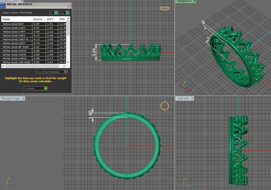 gold crown ring 3D print model_2