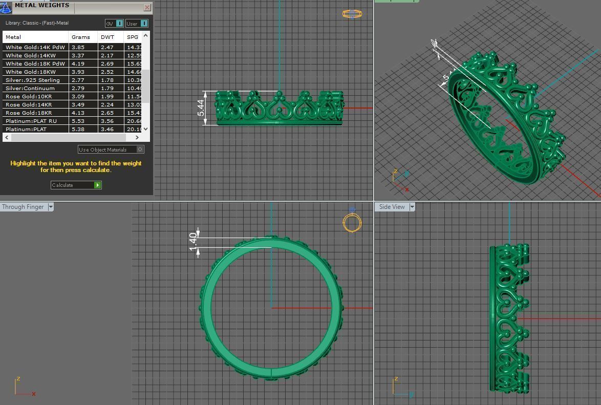 gold crown ring 3D print model_3