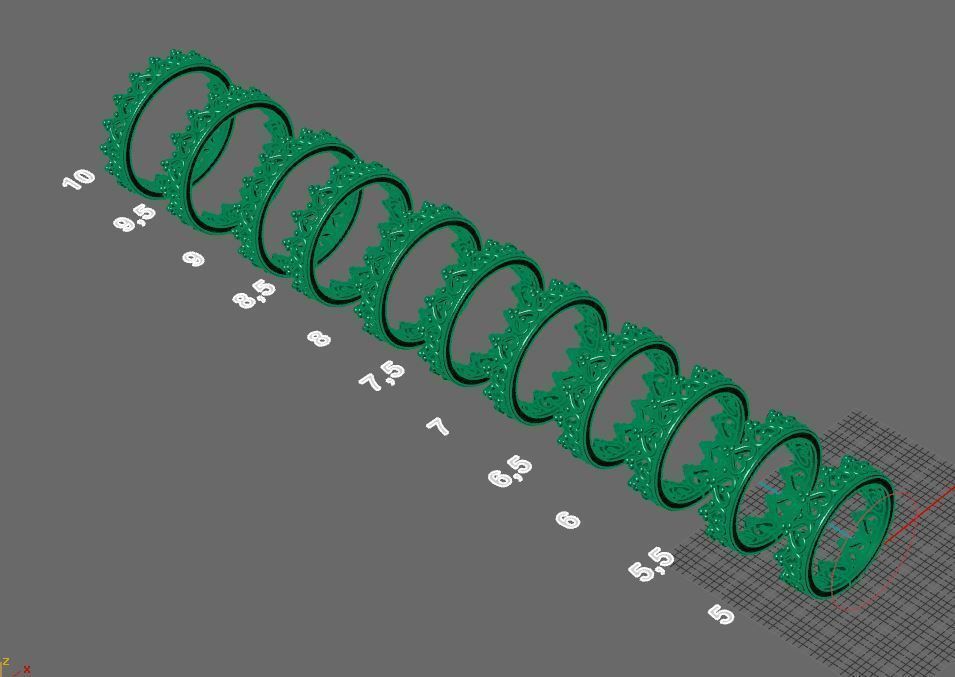 gold crown ring 3D print model_1