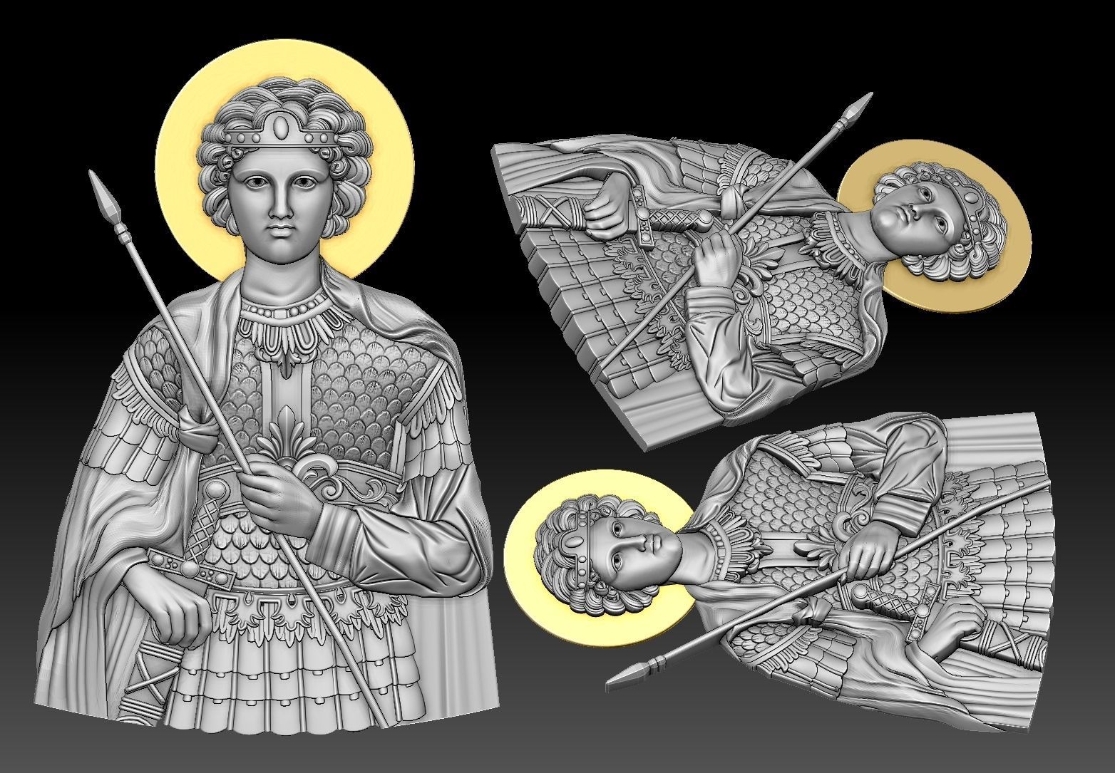Saint George bas relif 3D cnc model  3D print model_5