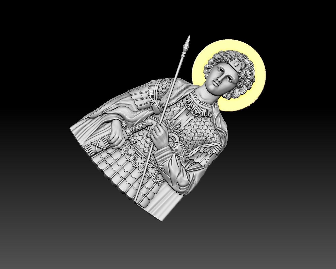 Saint George bas relif 3D cnc model  3D print model_1