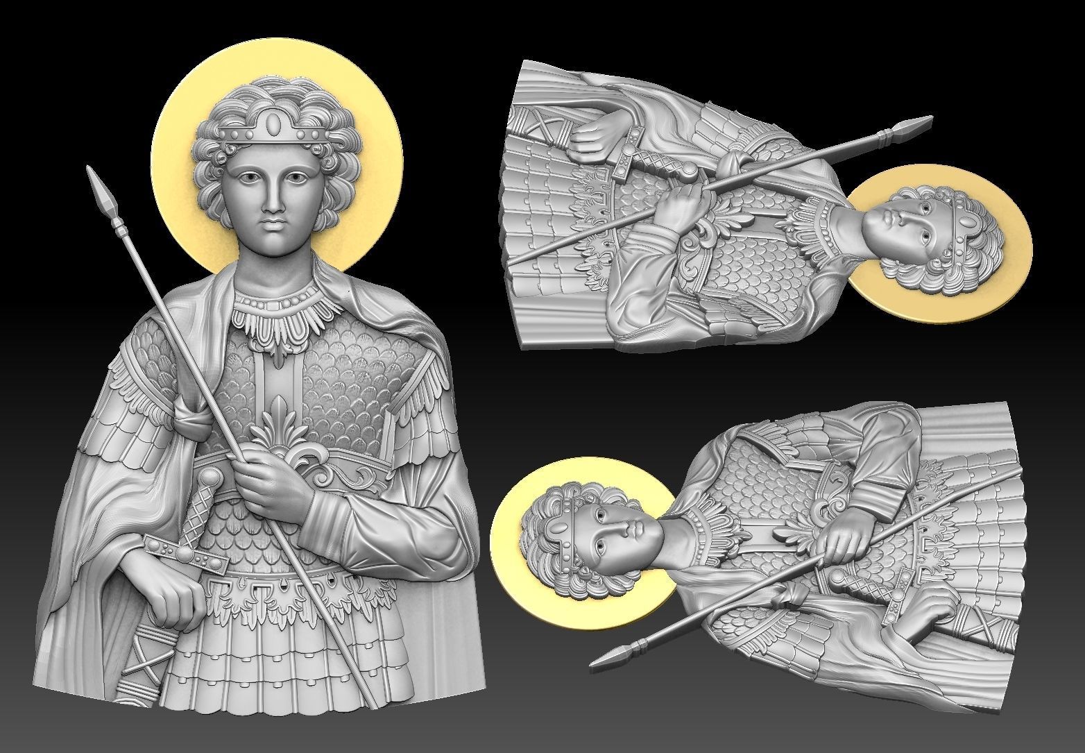 Saint George bas relif 3D cnc model  3D print model_2