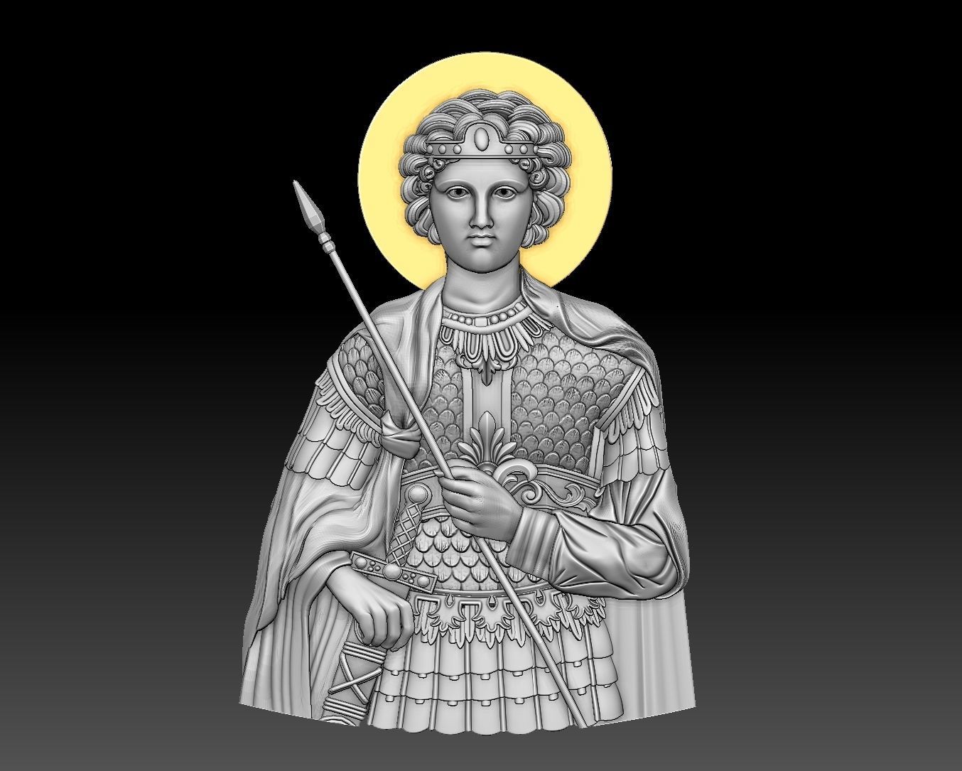 Saint George bas relif 3D cnc model  3D print model_8