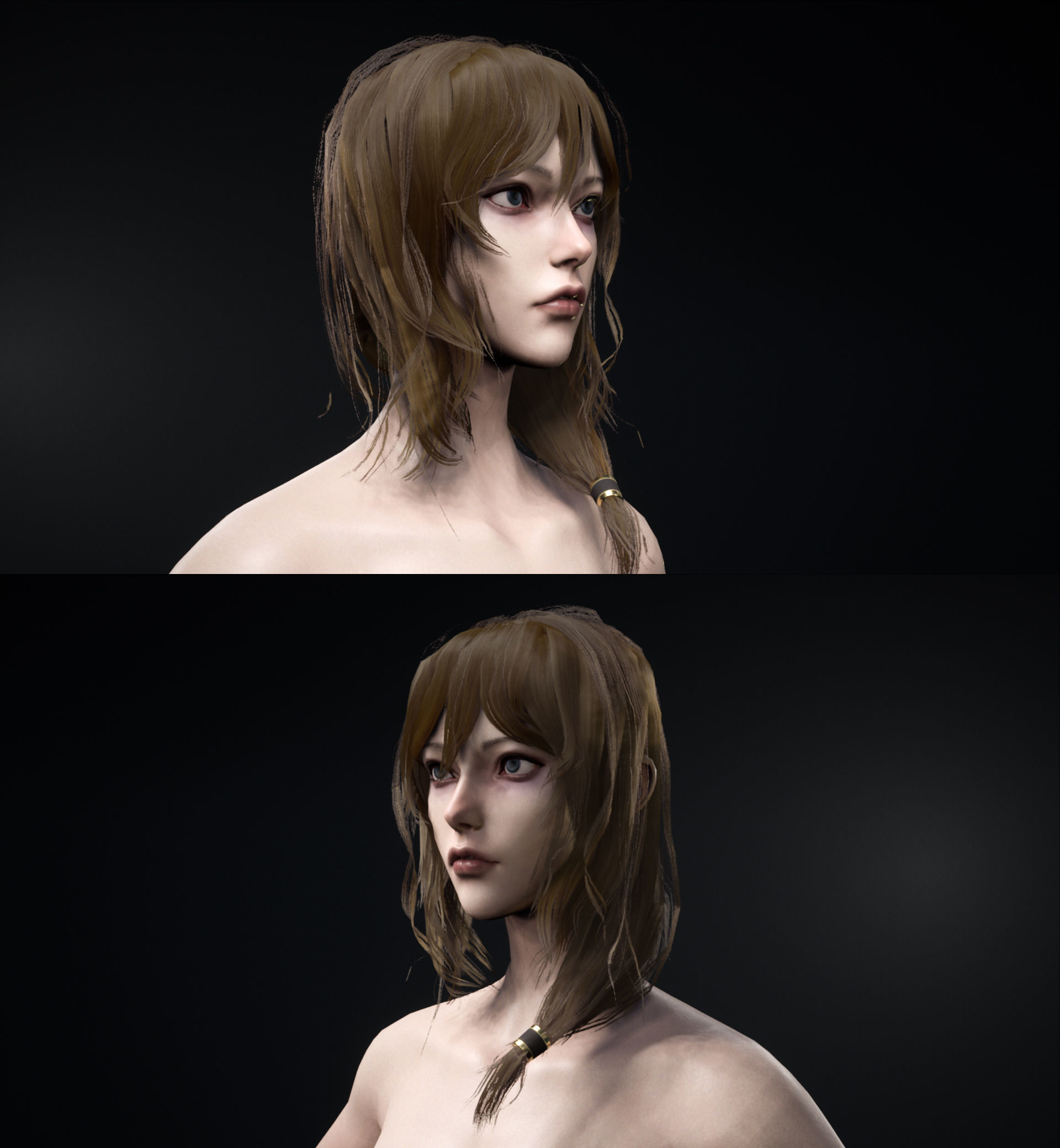 Realtime Hair  Low-poly 3D model_7