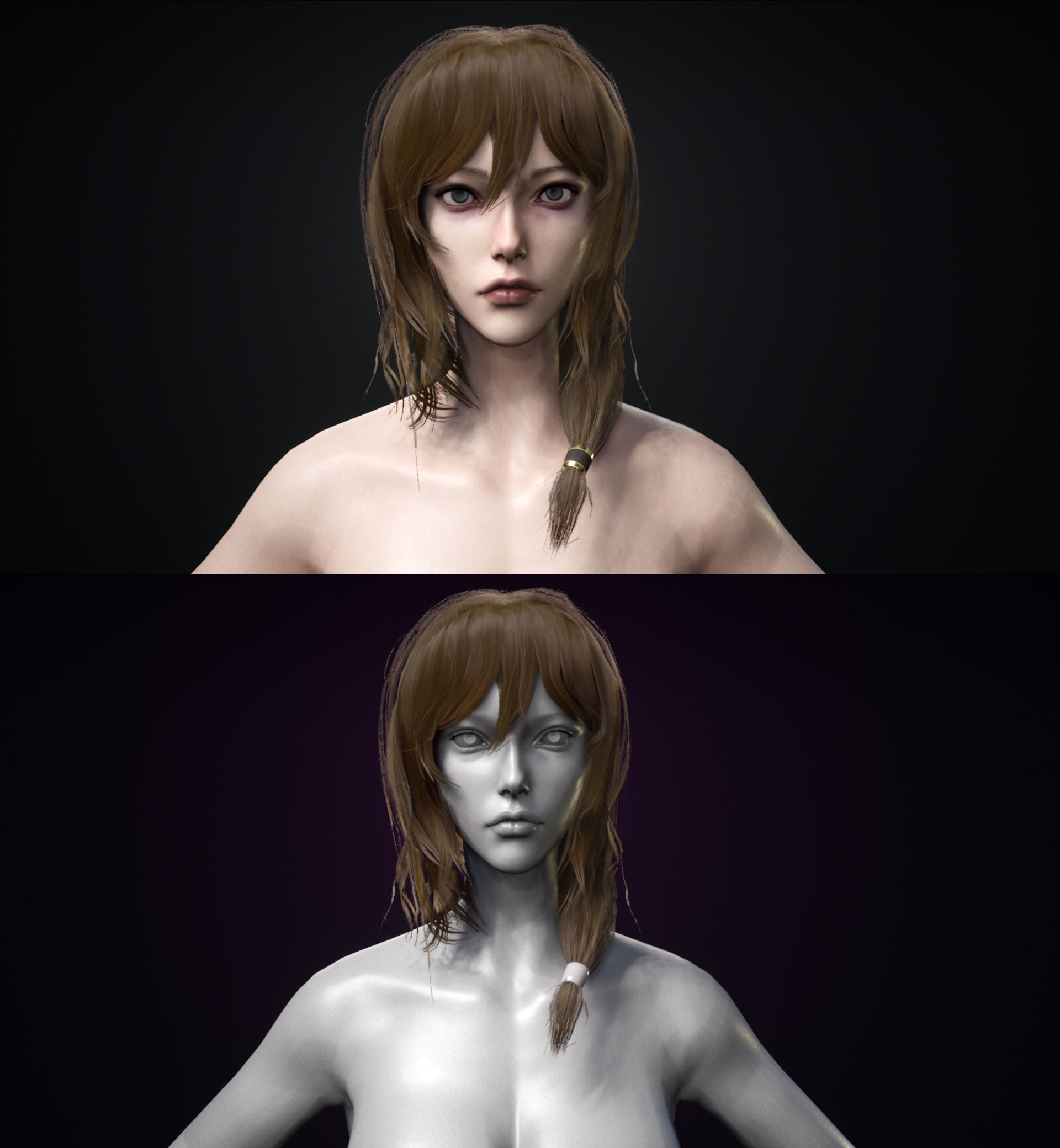 Realtime Hair  Low-poly 3D model_8