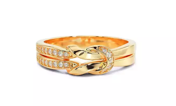 gold knot ring with diamonds