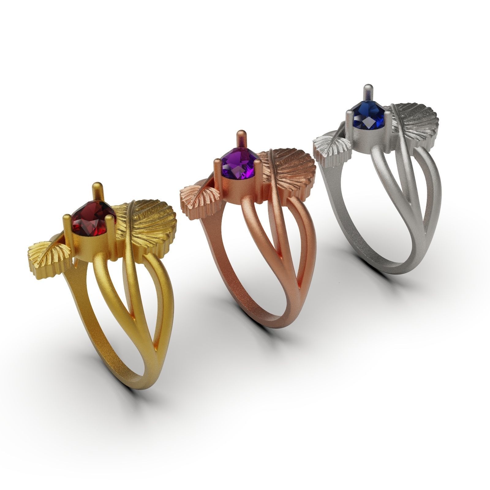 Leaf ring B 3D print model_4