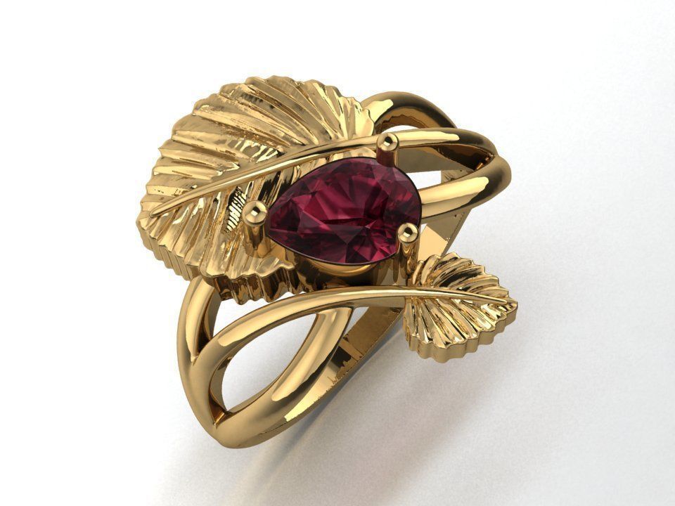 Leaf ring B 3D print model_6