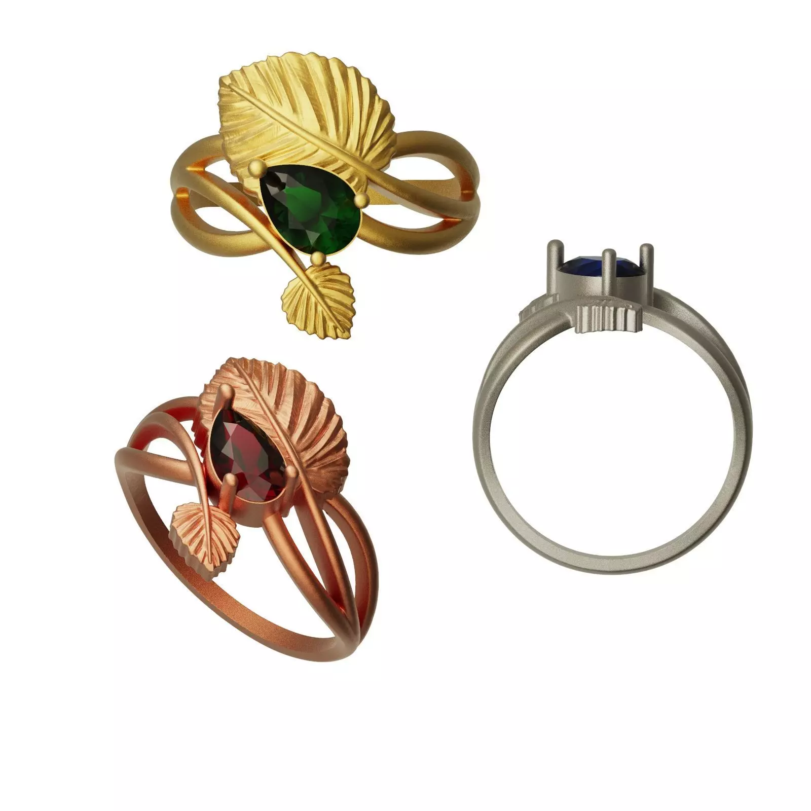 Leaf ring B 3D print model_0