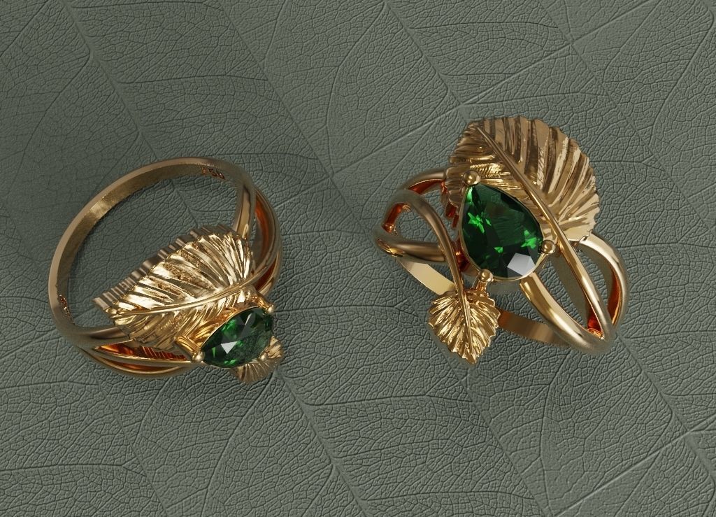 Leaf ring B 3D print model_10