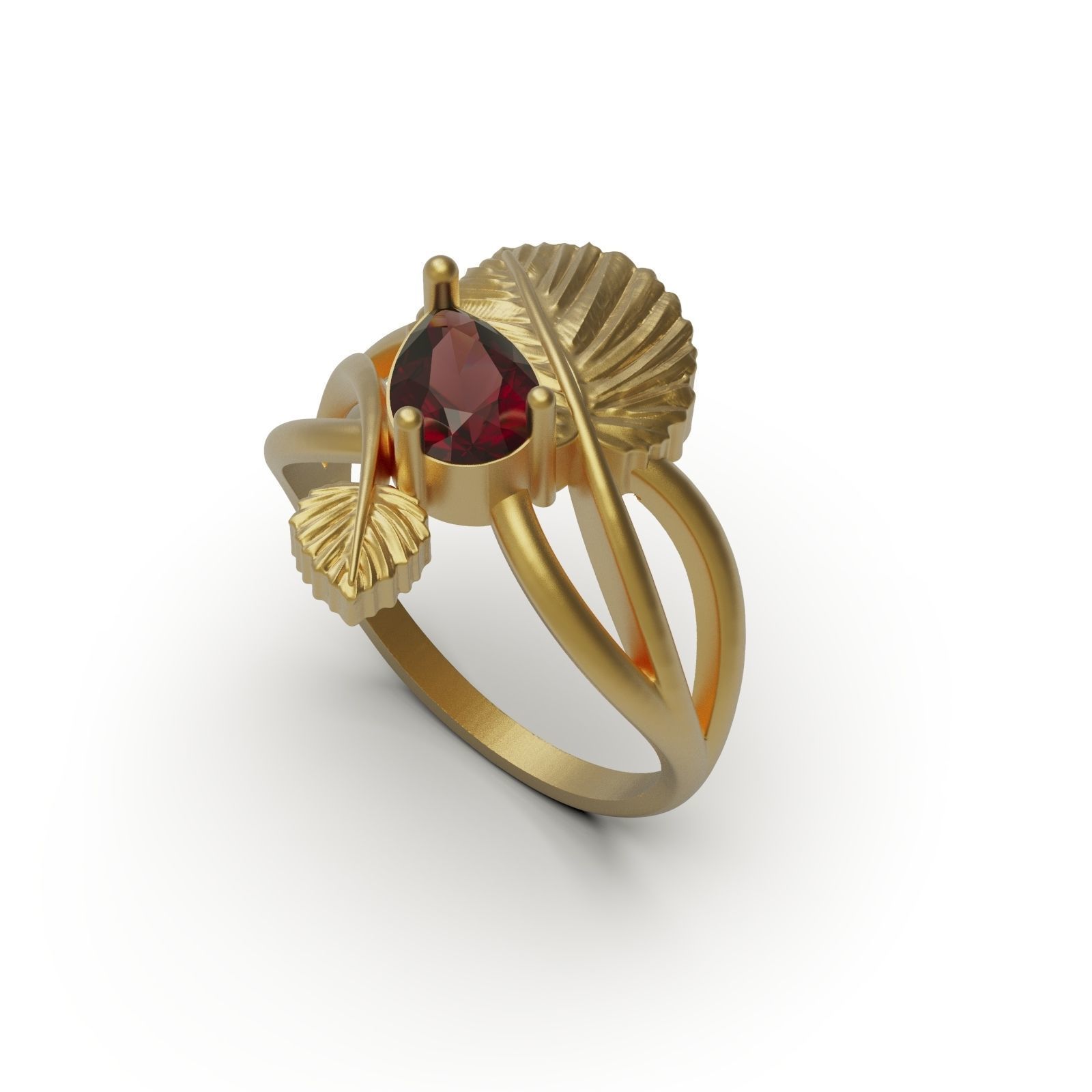 Leaf ring B 3D print model_1