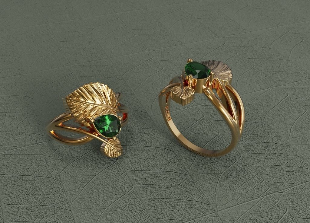 Leaf ring B 3D print model_9