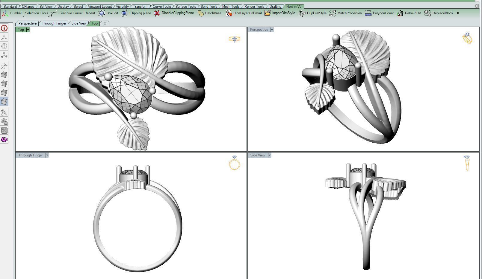 Leaf ring B 3D print model_11