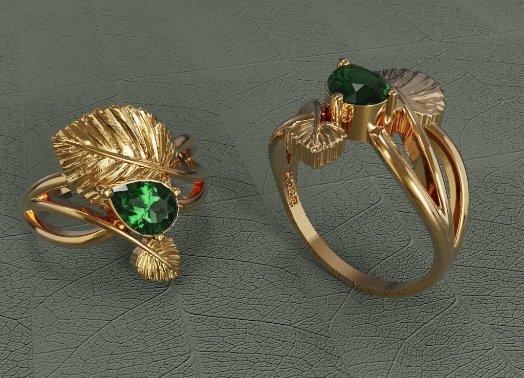 Leaf ring B 3D print model_8