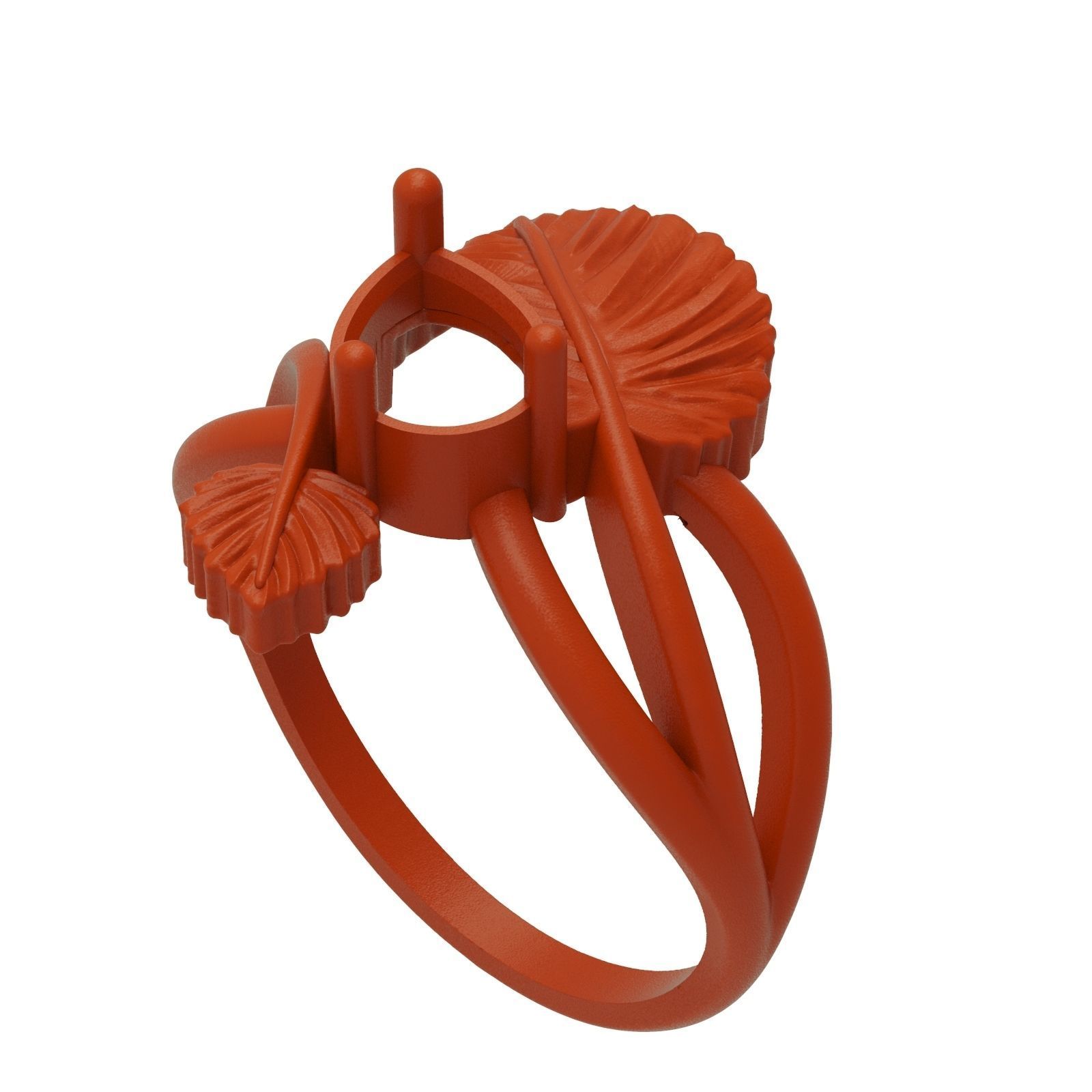 Leaf ring B 3D print model_5