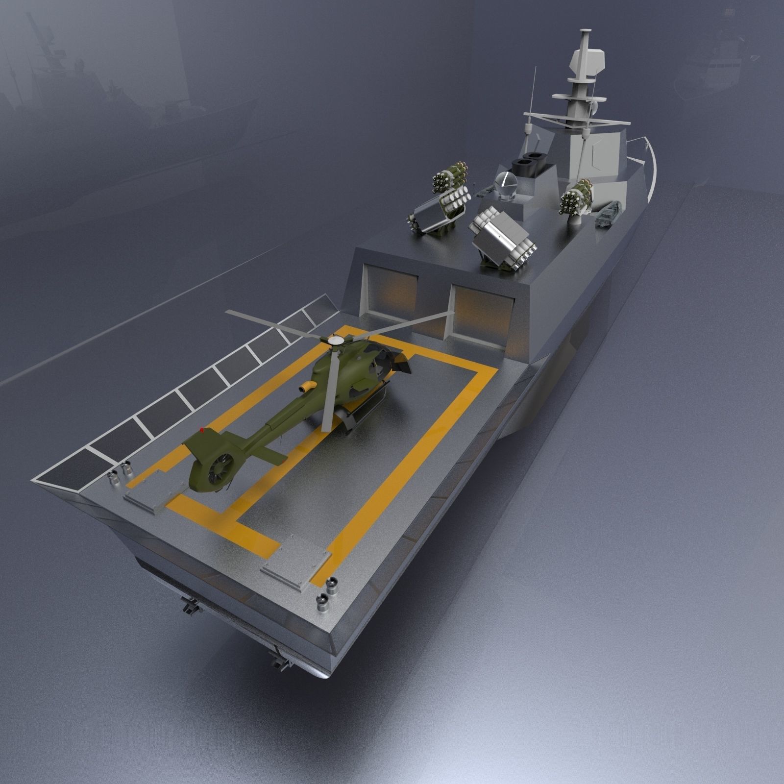 Fast destroyer ship I 3D model_7