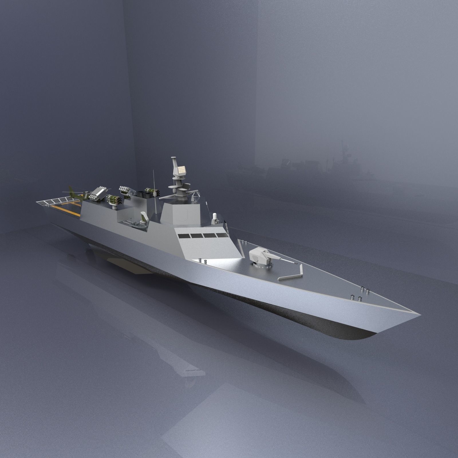 Fast destroyer ship I 3D model_6