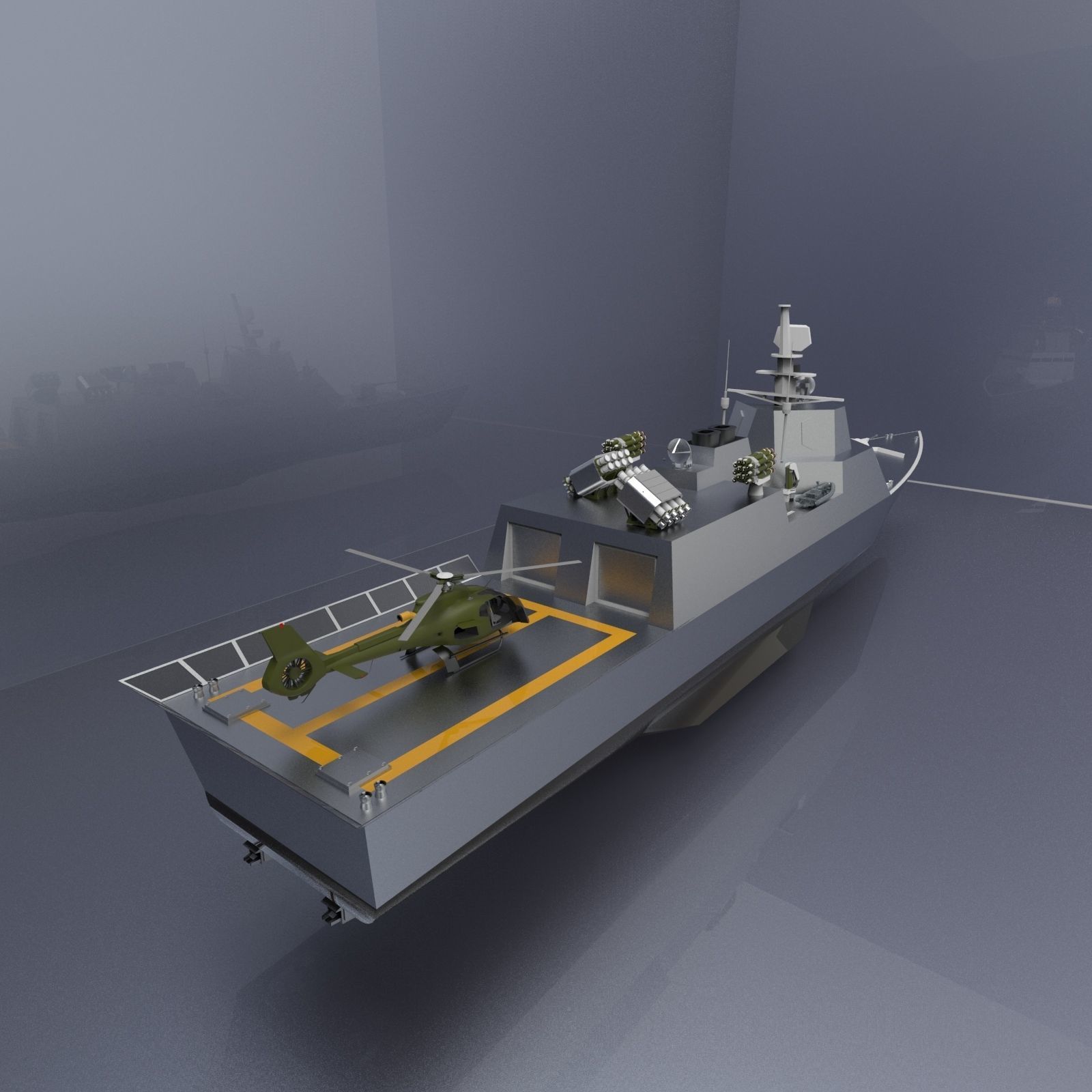 Fast destroyer ship I 3D model_2