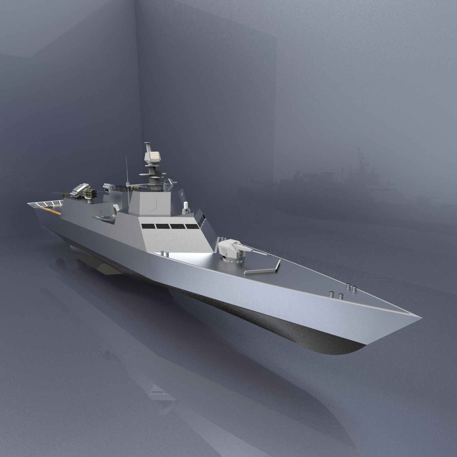 Fast destroyer ship I 3D model_3