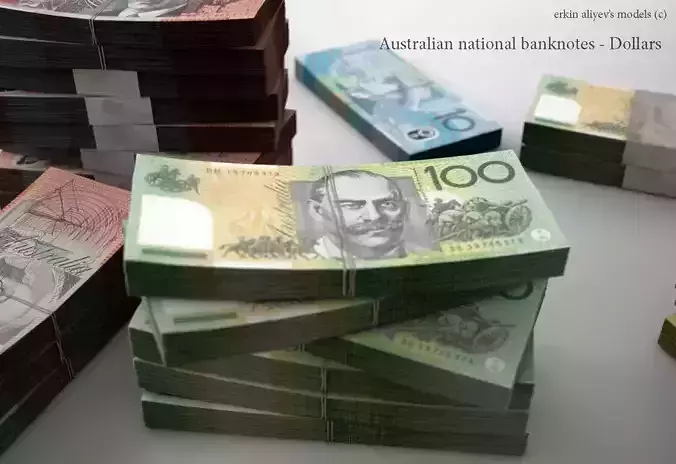 Australian-Dollars australian national banknotes 3D model