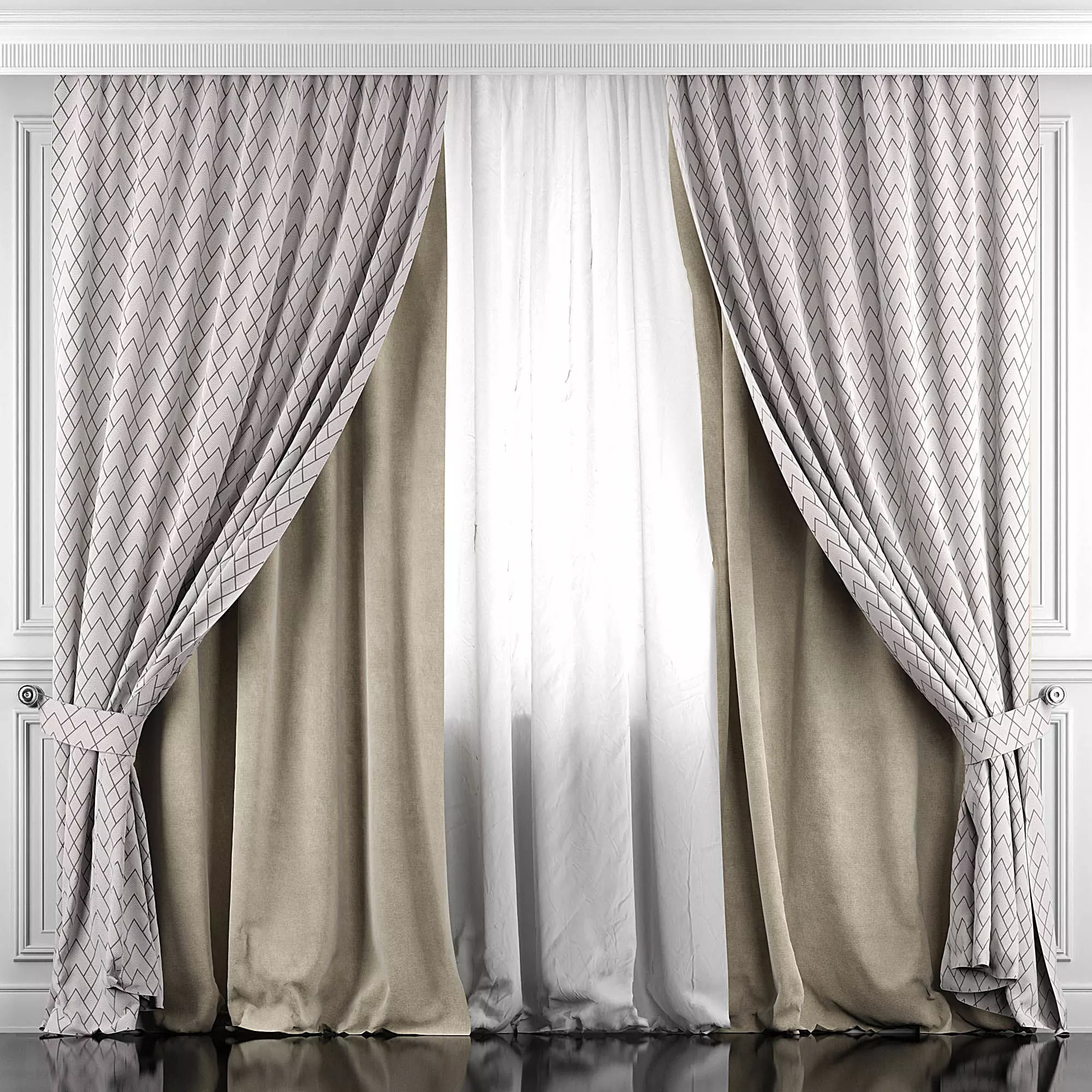 Curtain Set 376 3D model_0
