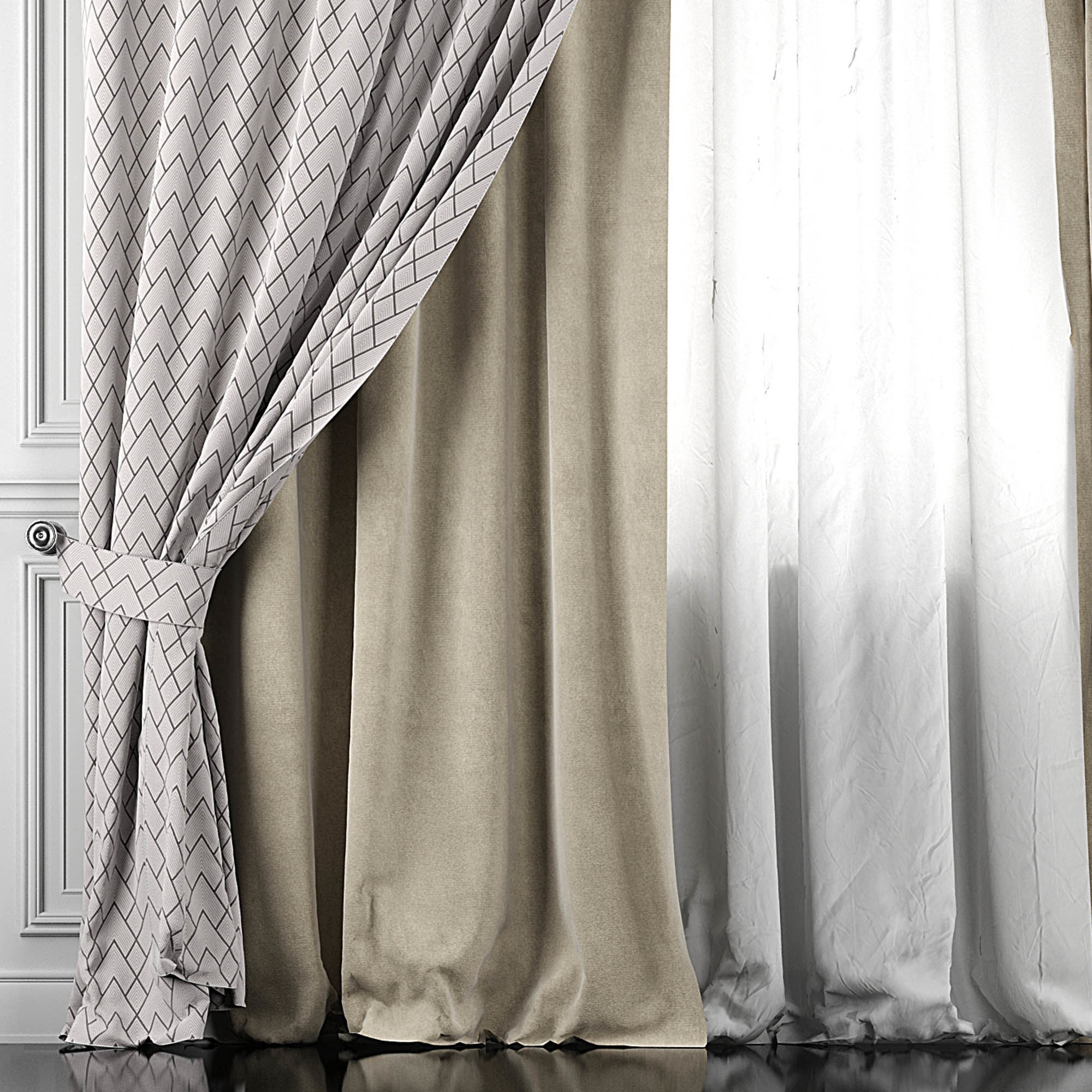 Curtain Set 376 3D model_1