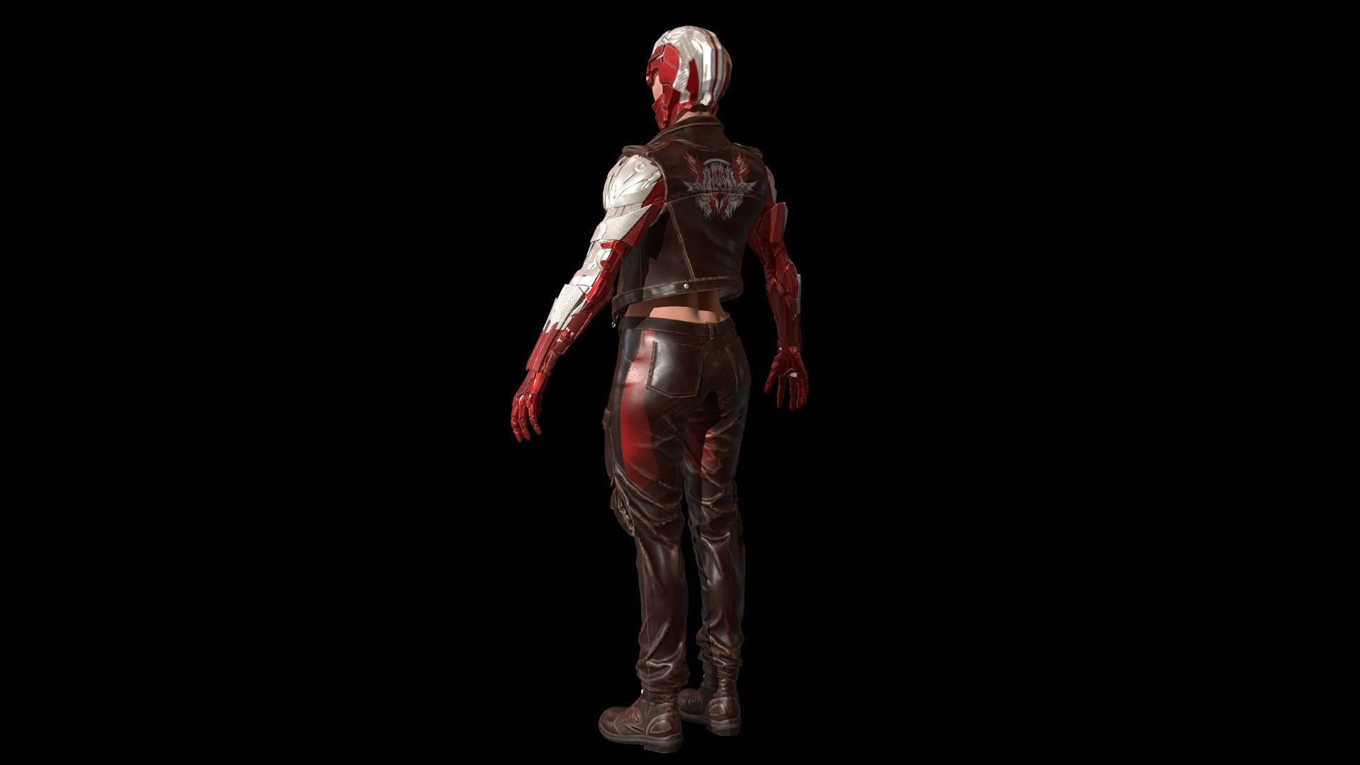 CyborgKiller woman holding gun Low-poly 3D model_46