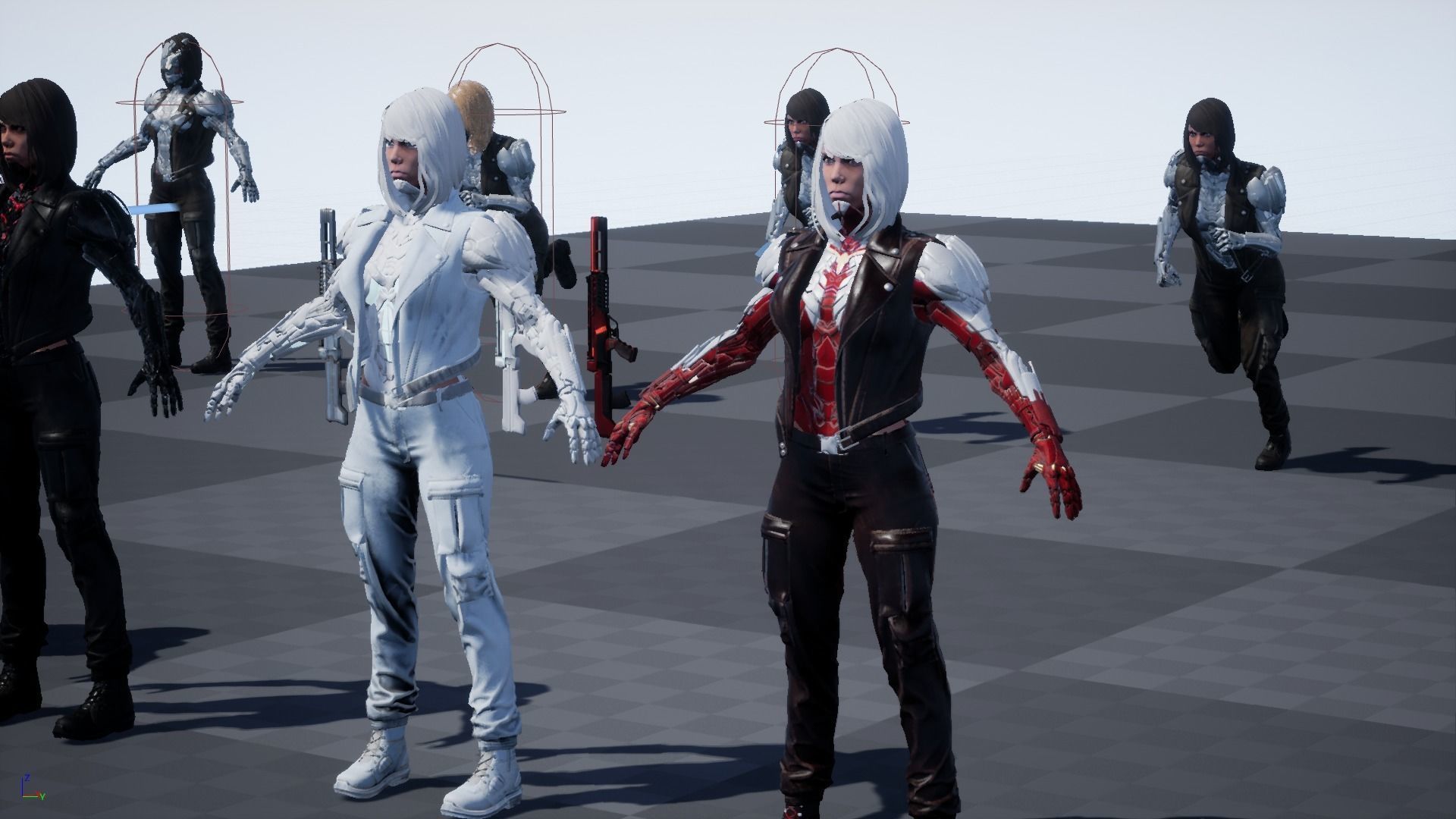 CyborgKiller woman holding gun Low-poly 3D model_25