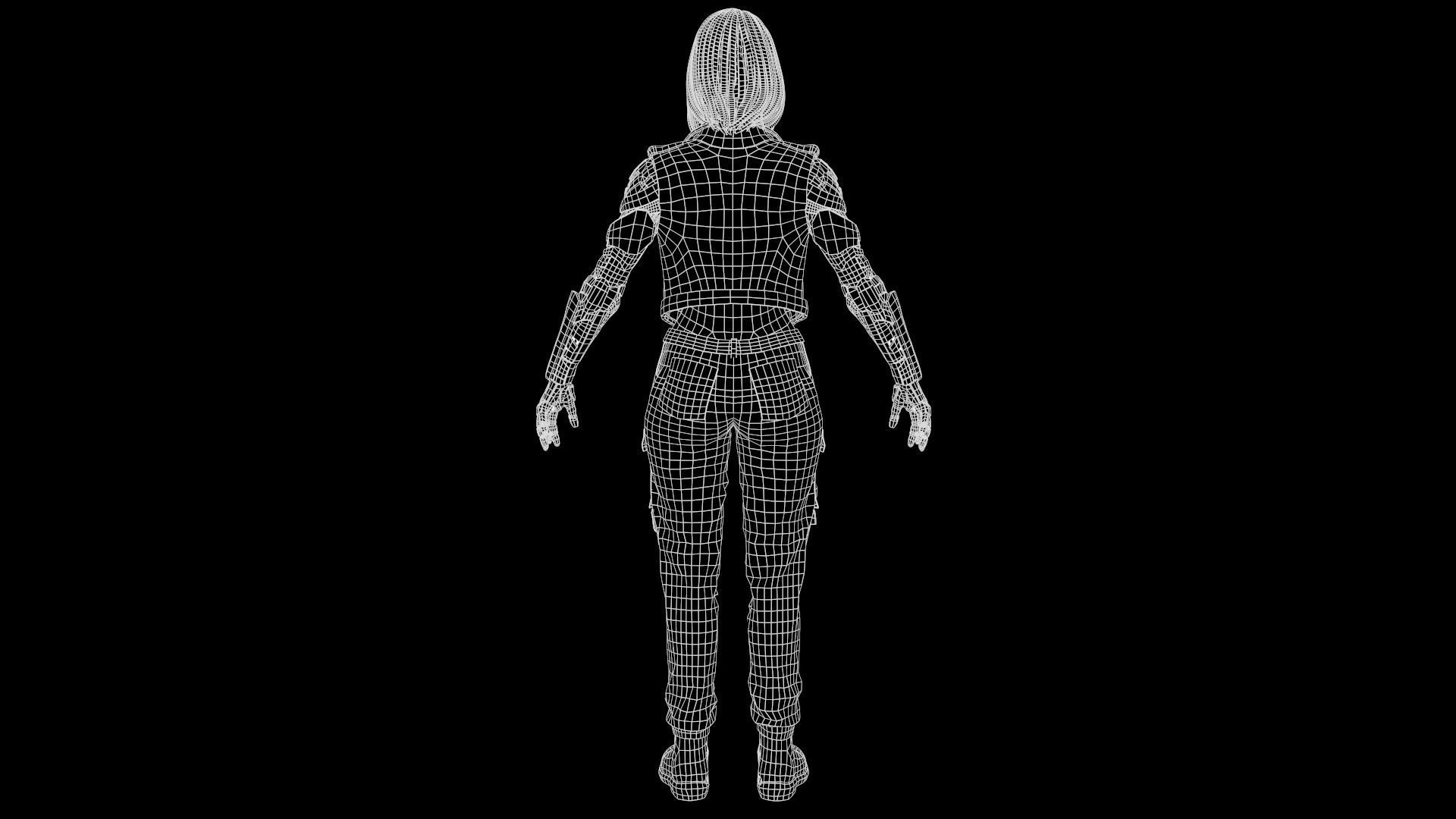 CyborgKiller woman holding gun Low-poly 3D model_26
