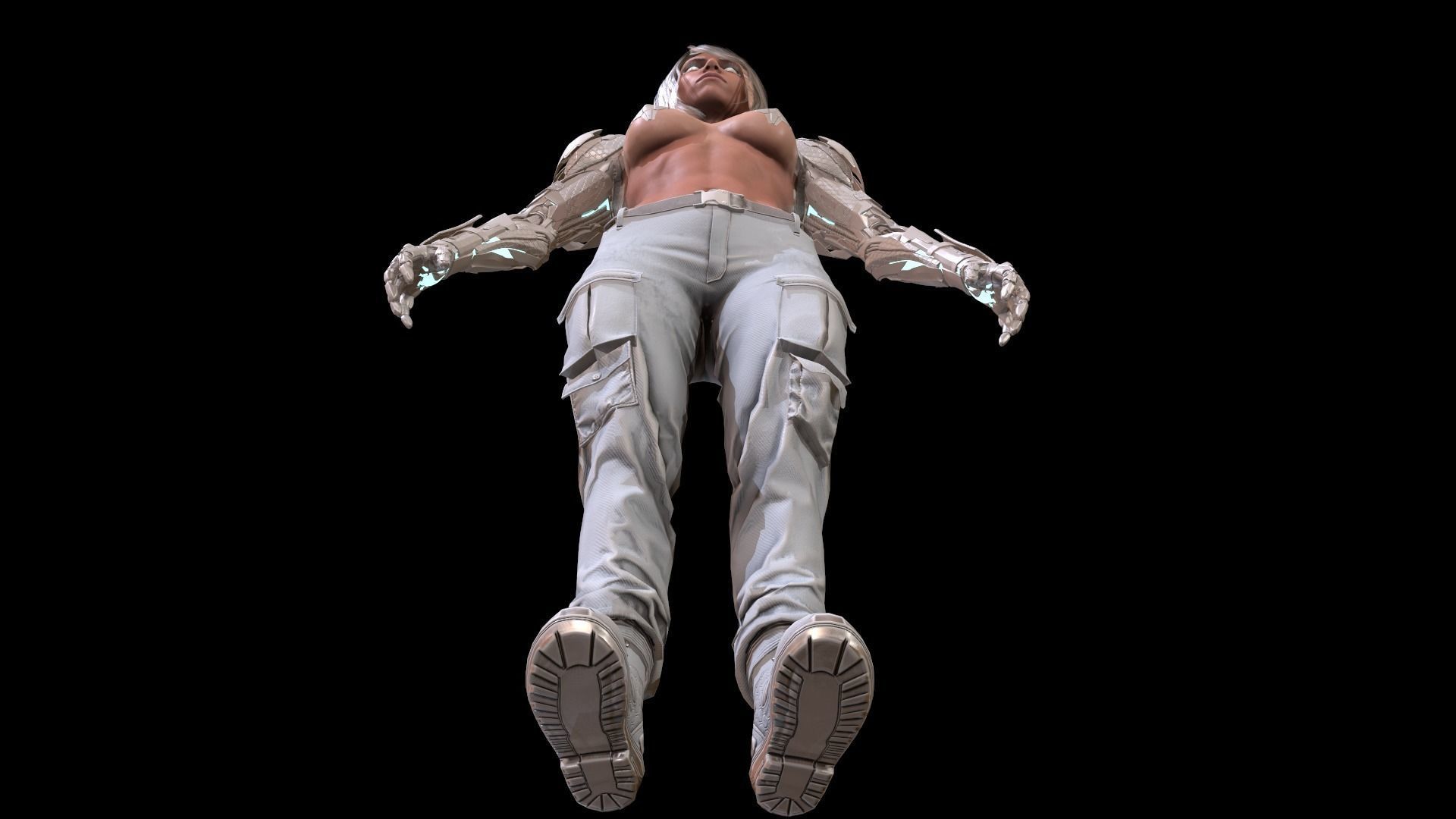 CyborgKiller woman holding gun Low-poly 3D model_58