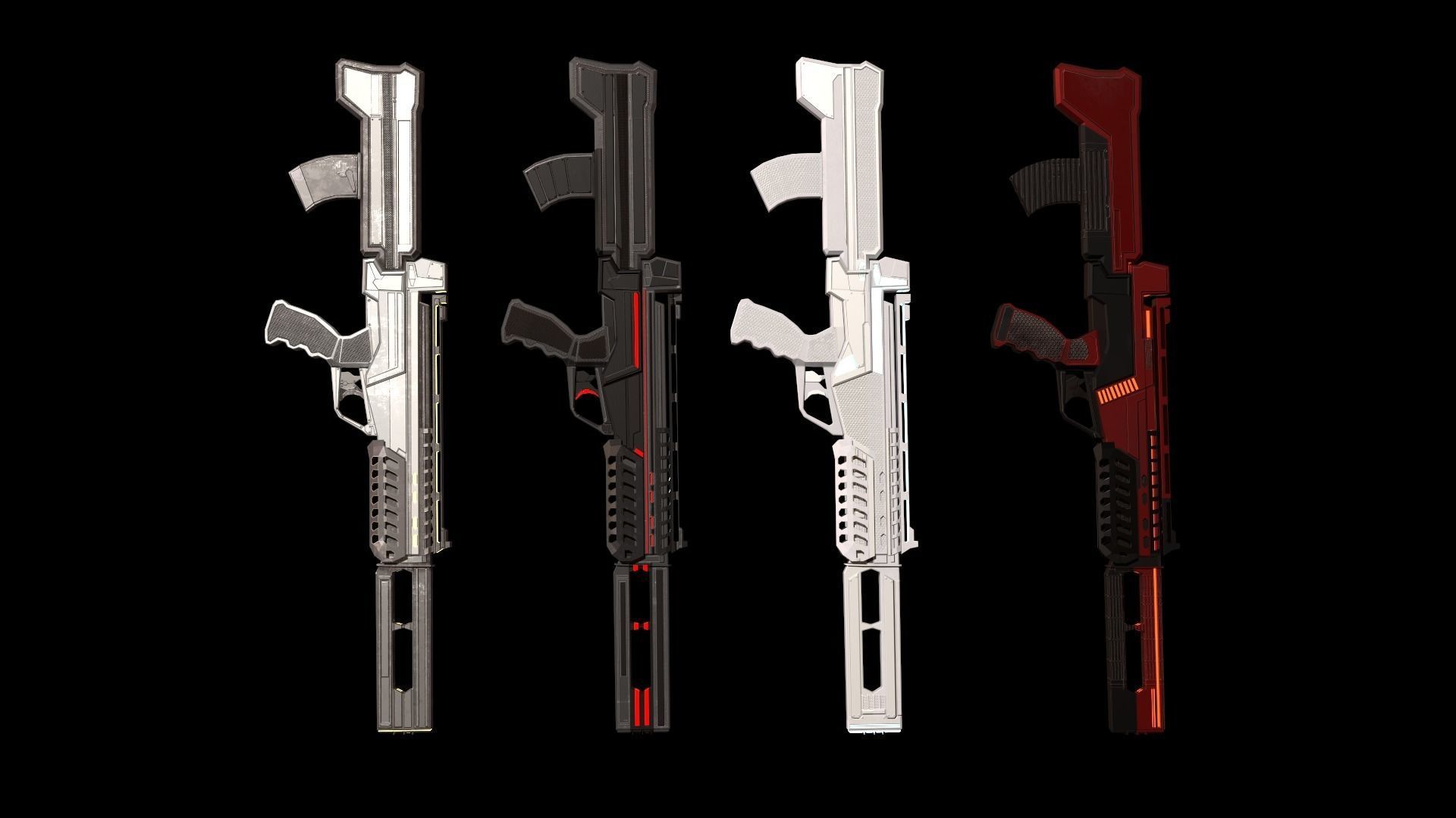 CyborgKiller woman holding gun Low-poly 3D model_62