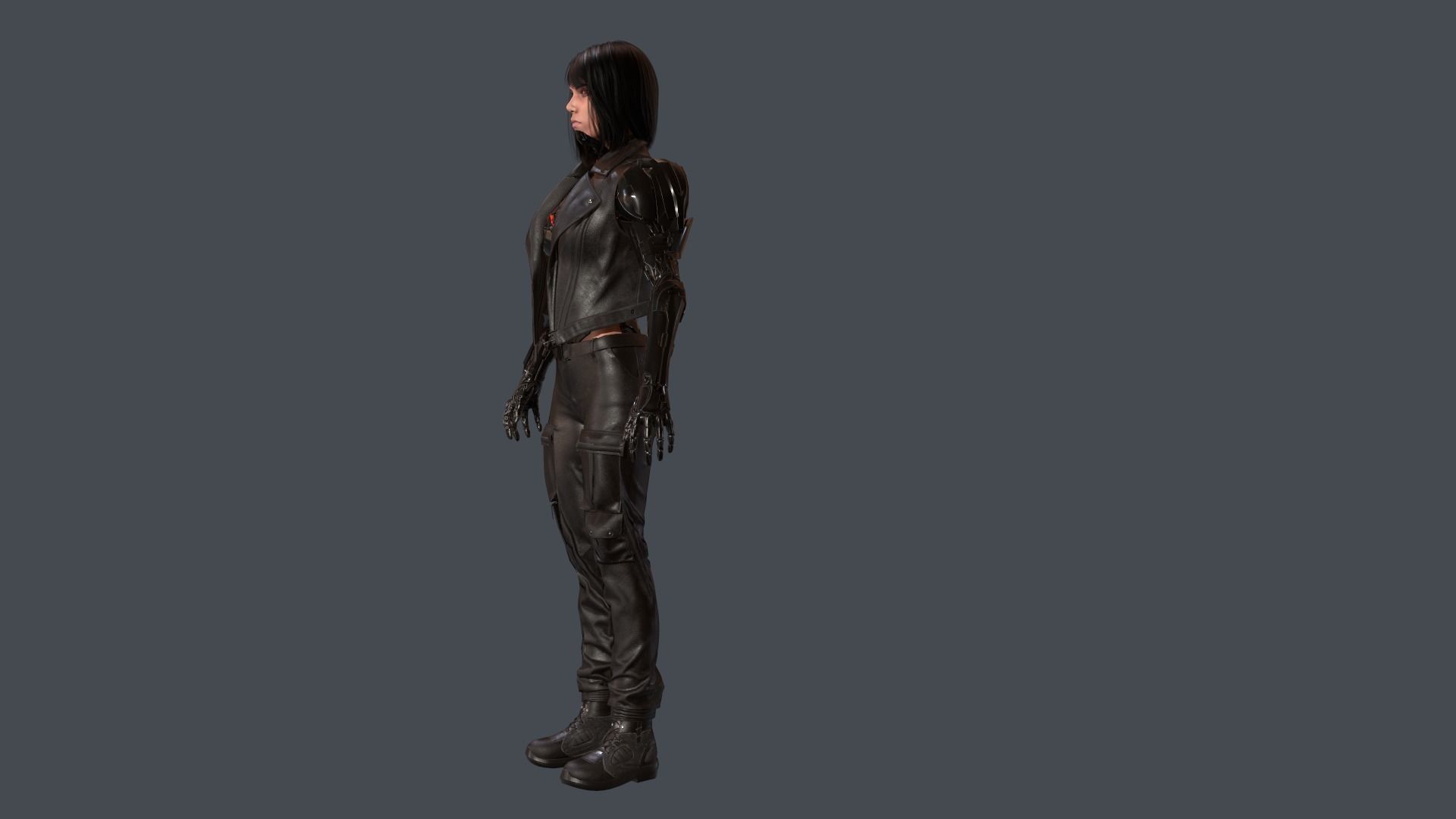 CyborgKiller woman holding gun Low-poly 3D model_19