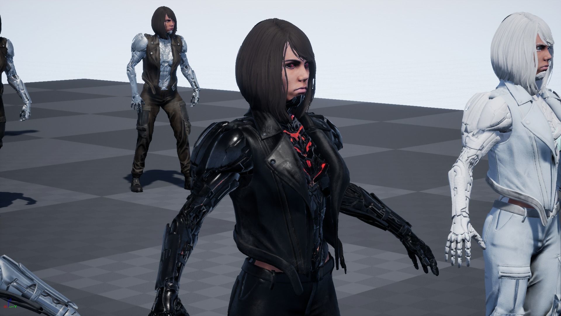 CyborgKiller woman holding gun Low-poly 3D model_41